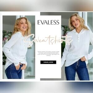 NWT EVALESS Long Sleeve V Neck Pullover Sweatshirt Hoodie, XL